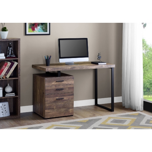 48" Computer Desk in Brown Wood Grain & Black Metal